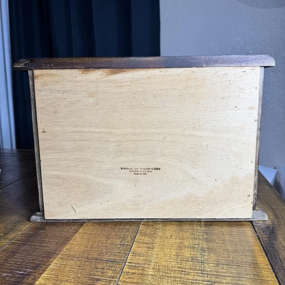 Groovy Vtg Knock On Wood Roll Down Bread Box 70's One Owner